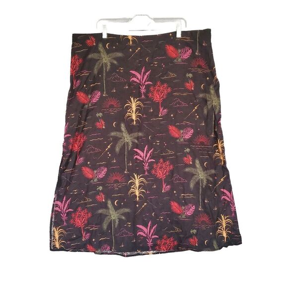 NWOT Marine Layer Women's Ryan Midi Slip Midnight Palms Hemp Skirt 14 - Picture 2 of 6